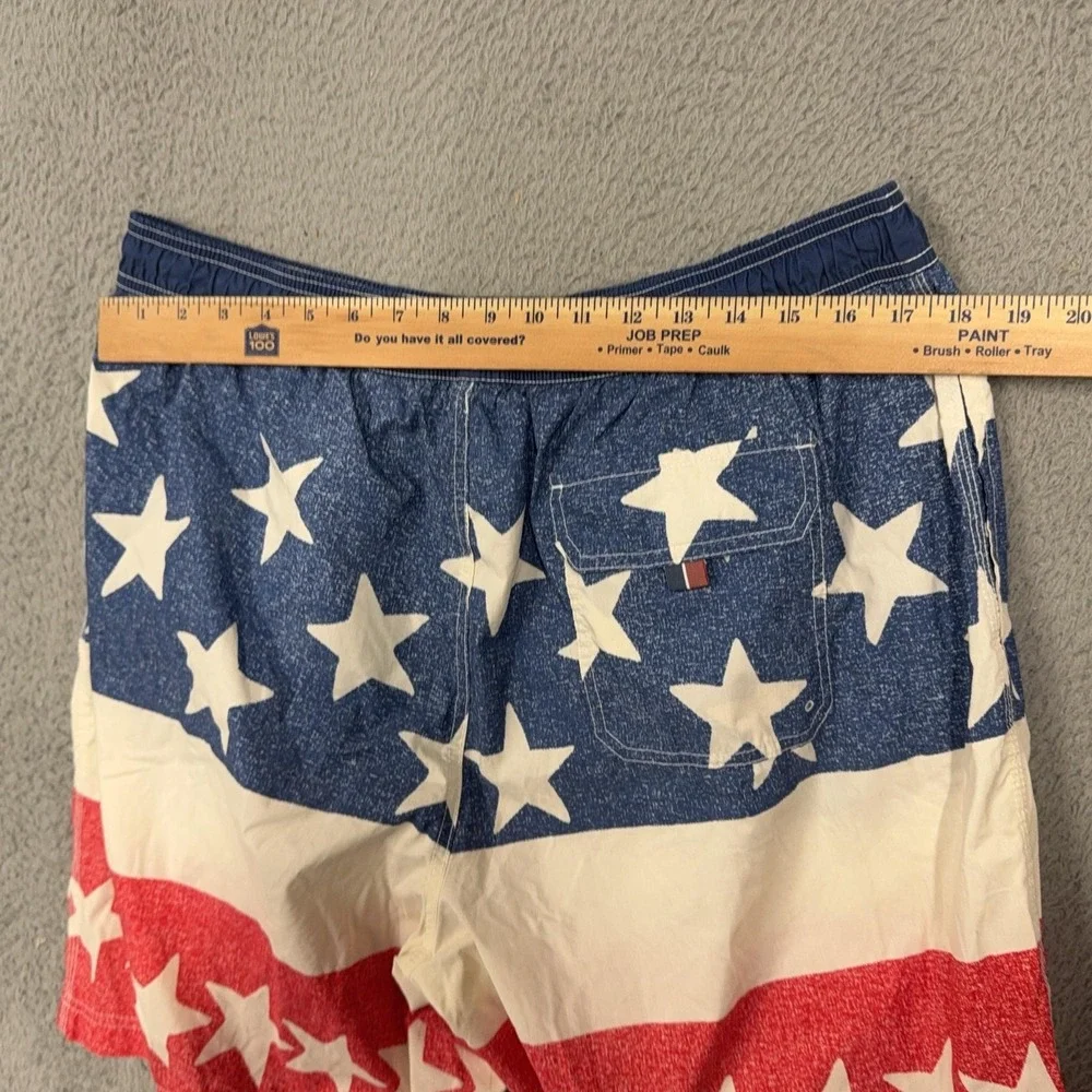 Tommy Hilfiger Swim Trunks Mens XL USA Flag Stars Elastic Waist Mesh Lined